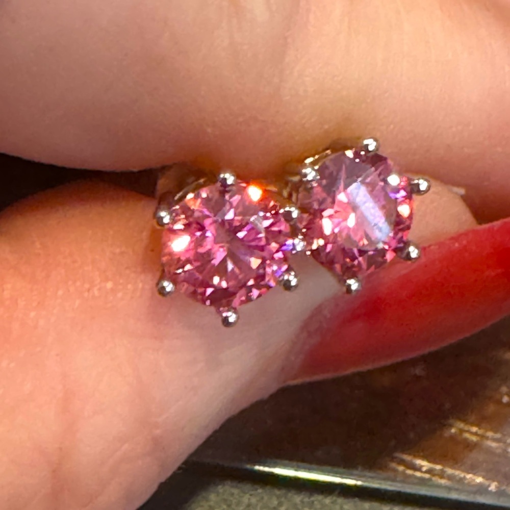 Moissanite Earrings Rich Deep Pink in Sterling Silver 2ctw.  GRA certified. NWOT